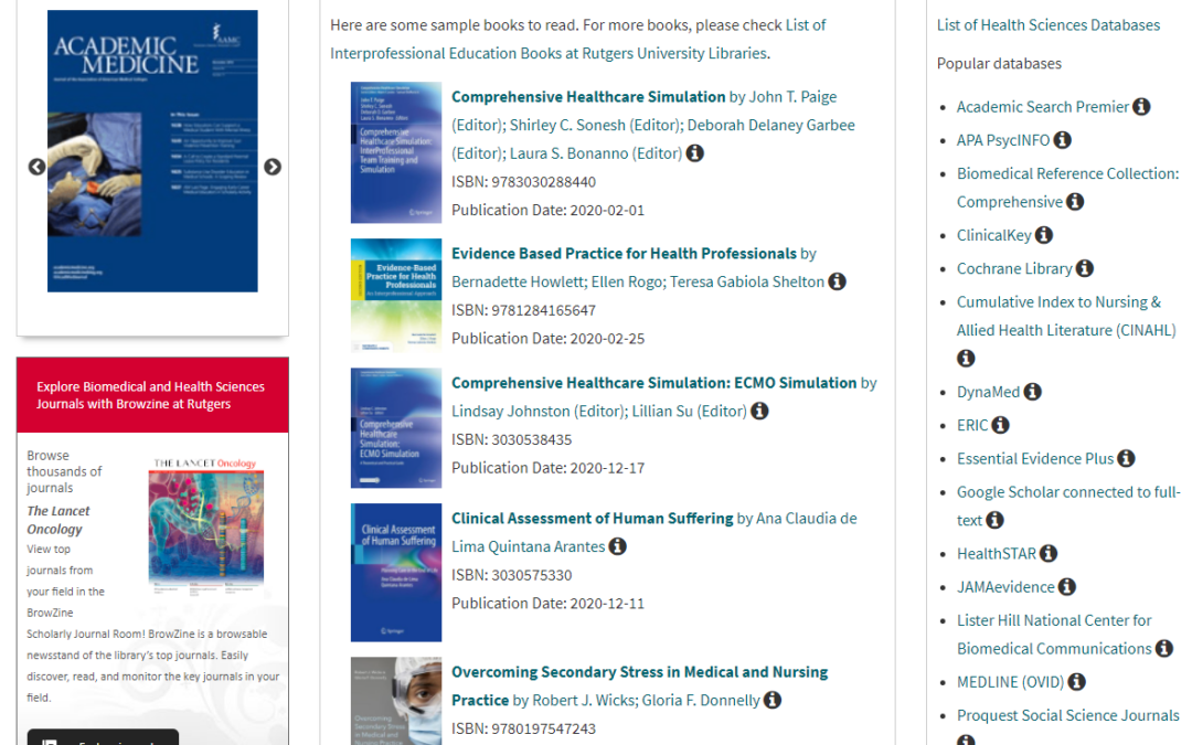 Library Resources Screenshot